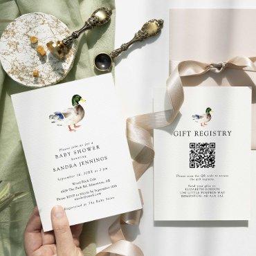 Duck Baby Shower 2-sided Gift Registry QR Code