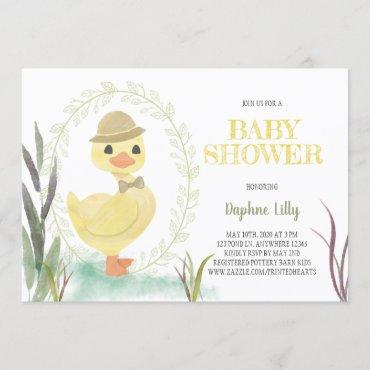 Duckling Boy Baby Shower Invitation - Sage