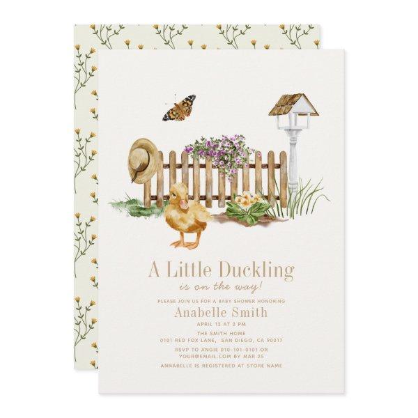 Duckling Watercolor Garden Girl