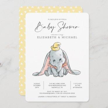 Dumbo Watercolor Baby Shower Invitation