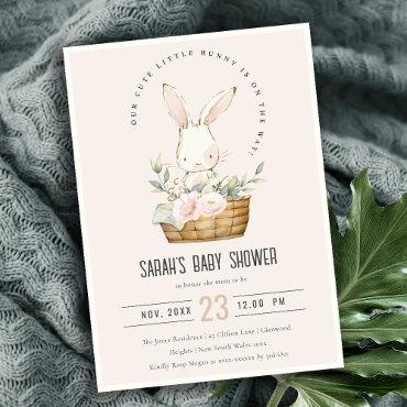 Dusky Blush Bunny In Floral Basket