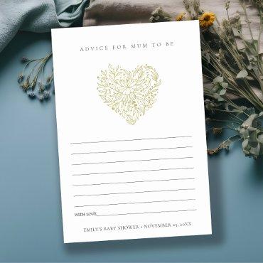 Dusky Green Flora Heart Advice for Mum Baby Shower Enclosure Card
