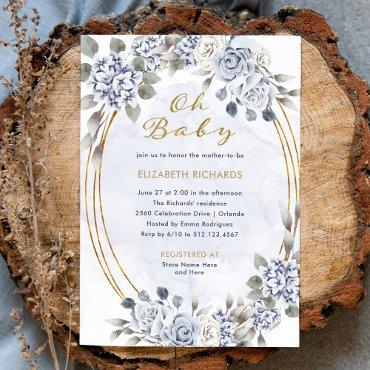 Dusty Blue and Gold Floral | Oh