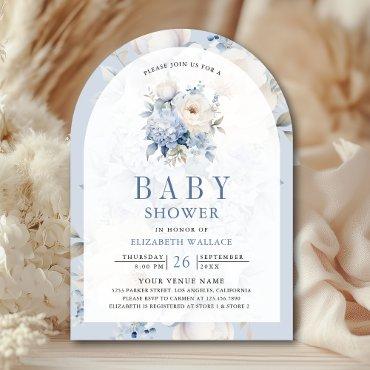 Dusty Blue and White Floral QR Code