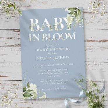 Dusty Blue Baby In Bloom Greenery
