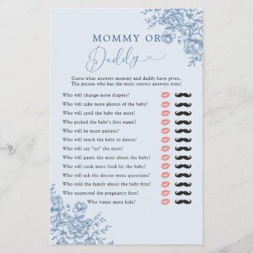 Dusty Blue Chinoiserie Baby Shower Mommy or Daddy