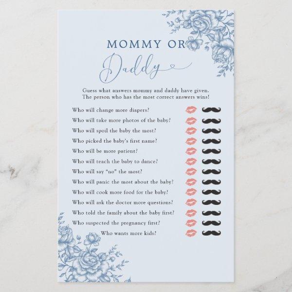 Dusty Blue Chinoiserie Baby Shower Mommy or Daddy
