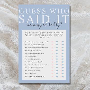 Dusty Blue Guess Who Said It Baby Shower Game