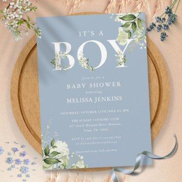 Dusty Blue Its A Boy Greenery Letter