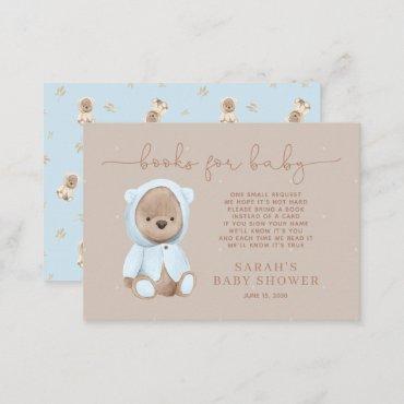 Dusty Blue Teddy Bear Baby Shower Book Request Enclosure Card