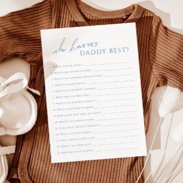 Dusty Blue Who Knows Daddy Baby Shower Game Card
