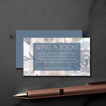 Dusty Floral | Smoky Blue Soft Pastel Bring a Book Enclosure Card