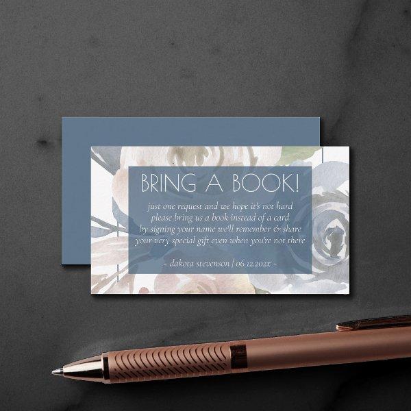 Dusty Floral | Smoky Blue Soft Pastel Bring a Book Enclosure Card
