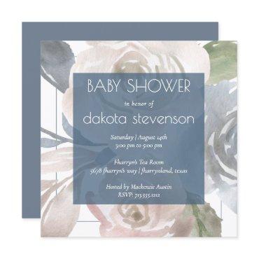 Dusty Floral | Smoky Pastel Blue Cream