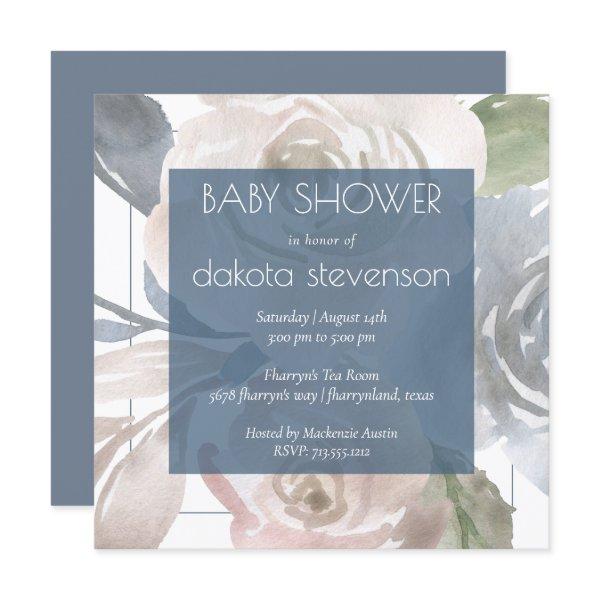 Dusty Floral | Smoky Pastel Blue Cream