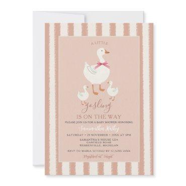 Dusty Pink Striped Cute Little Gosling