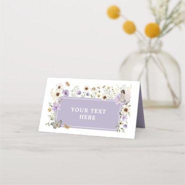 Dusty Purple Fairy Wildflower Birthday Food Label Place Card
