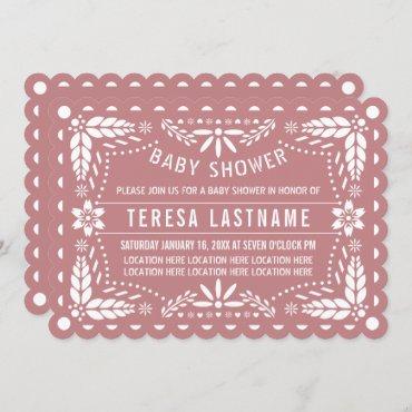 Dusty rose and white papel picado