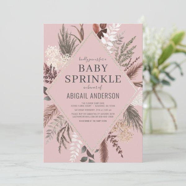 Dusty Rose Boho Floral Pampas Grass Baby Sprinkle
