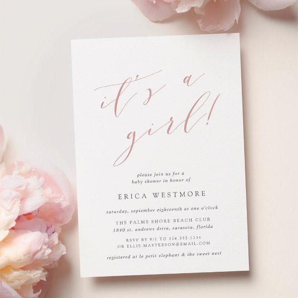 Dusty Rose "It's a Girl" Calligraphy