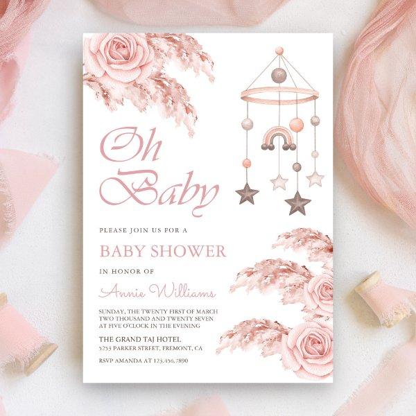 Dusty Rose Pampas Boho Rainbow