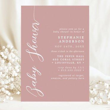 Dusty Rose Pink Simple Modern Script