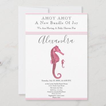 Dusty Rose  Seahorse Pink Girl Floral Baby Shower