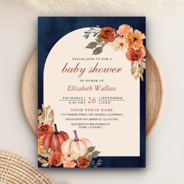 Earthy Floral Terracotta Pumpkin Navy