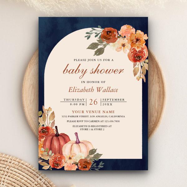 Earthy Floral Terracotta Pumpkin Navy