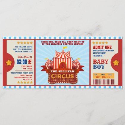 Editable Colour Circus Ticket Couple Shower