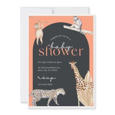 Editable Safari Jungle Animals Baby Shower Invitat