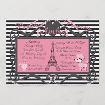 Eiffel Tower Paris Pink Poodle Baby Shower Invite
