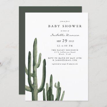 Eleanor - Bohemian Saguaro Cactus Baby Shower Invitation