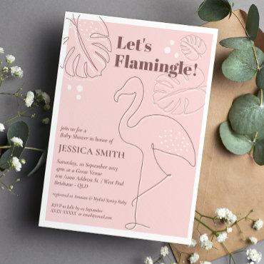 Elegant Abstract Lets Flamingle Baby Shower