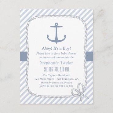 Elegant Anchor Nautical Baby Shower Invitations