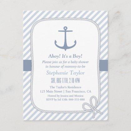 Elegant Anchor Nautical Baby Shower Invitations