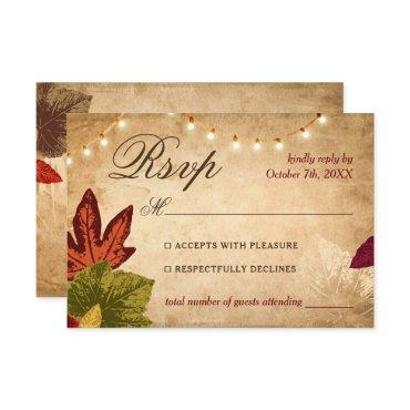 Elegant Autumn Leaves Rustic Fall Wedding RSVP Card