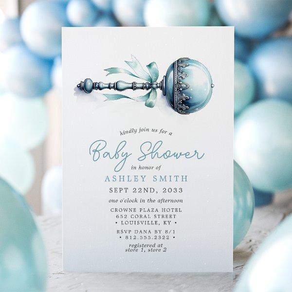 Elegant Blue Baby Rattle Boy