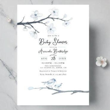 Elegant Blue Bird and Cherry Blossom