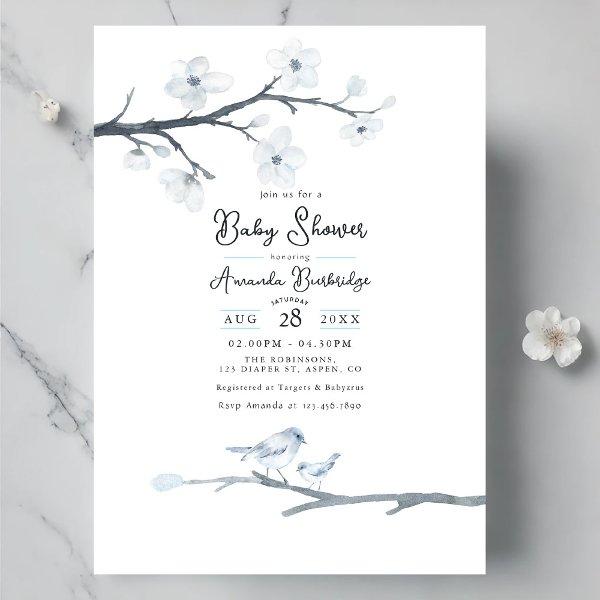 Elegant Blue Bird and Cherry Blossom
