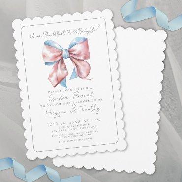 Elegant Blue Pink Bow Gender Reveal