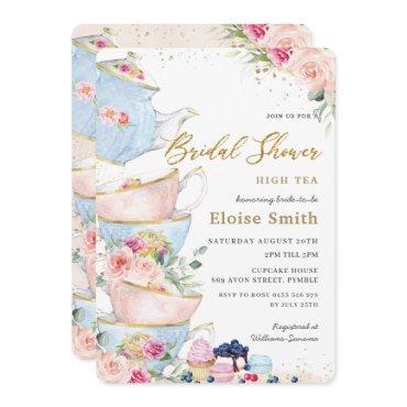 Elegant Blush Floral High Tea Party Bridal Shower