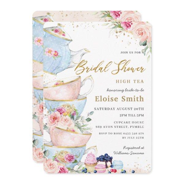 Elegant Blush Floral High Tea Party Bridal Shower