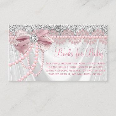 Elegant Blush Pink Diamond Pearl Book Request  Enclosure Card