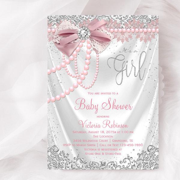 Elegant Blush Pink Diamond Pearl Girly