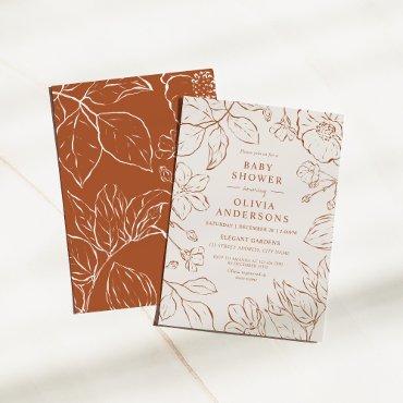 Elegant Boho Burnt Orange Botanical