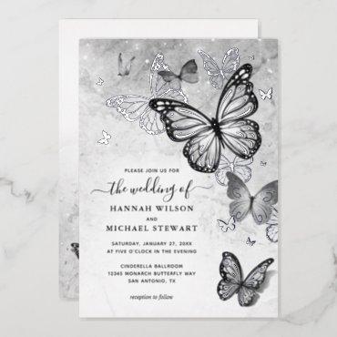 Elegant Butterfly Wedding Real Silver Foil
