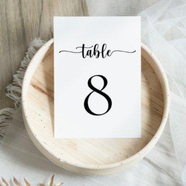 Elegant Calligraphy Classic Wedding  Table Number