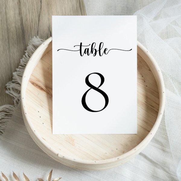 Elegant Calligraphy Classic Wedding  Table Number