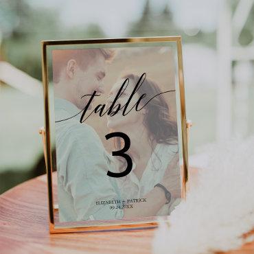 Elegant Calligraphy | Faded Photo 5x7 Table Number